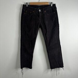 RARE Vintage True Religion Joey Big T Brown Corduroy Cropped Raw Hem Women’s 32